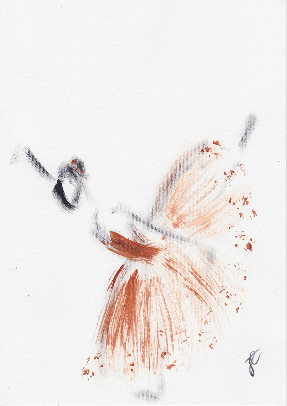 ballerina paint sketch wearing bronze romantic tutu