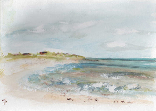 Seascape painting study of Alnmouth beach