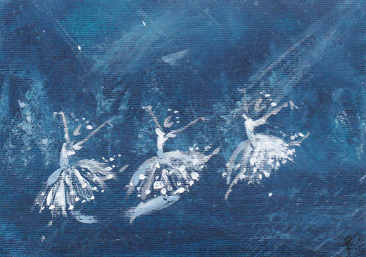 Snowflakes ballerina postcard art