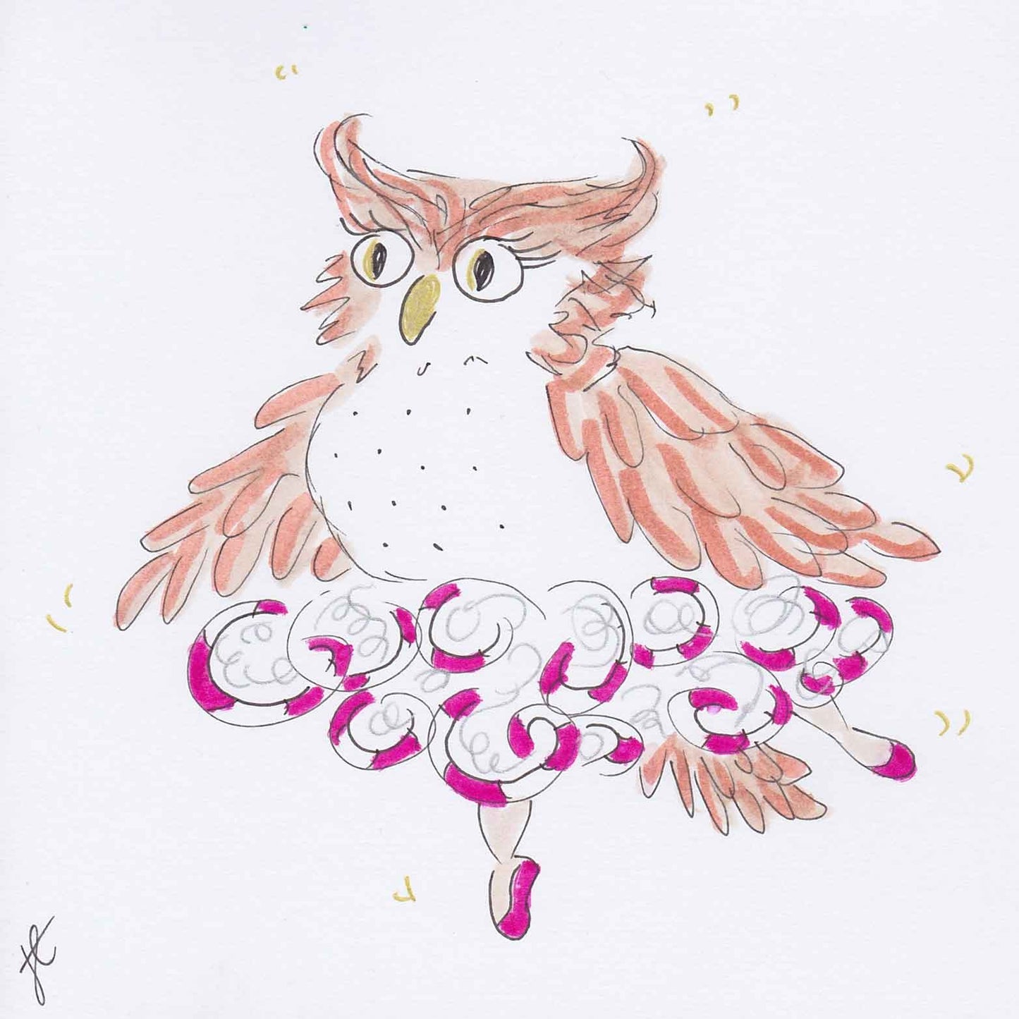 Ballettoons owl in candy cane tutu
