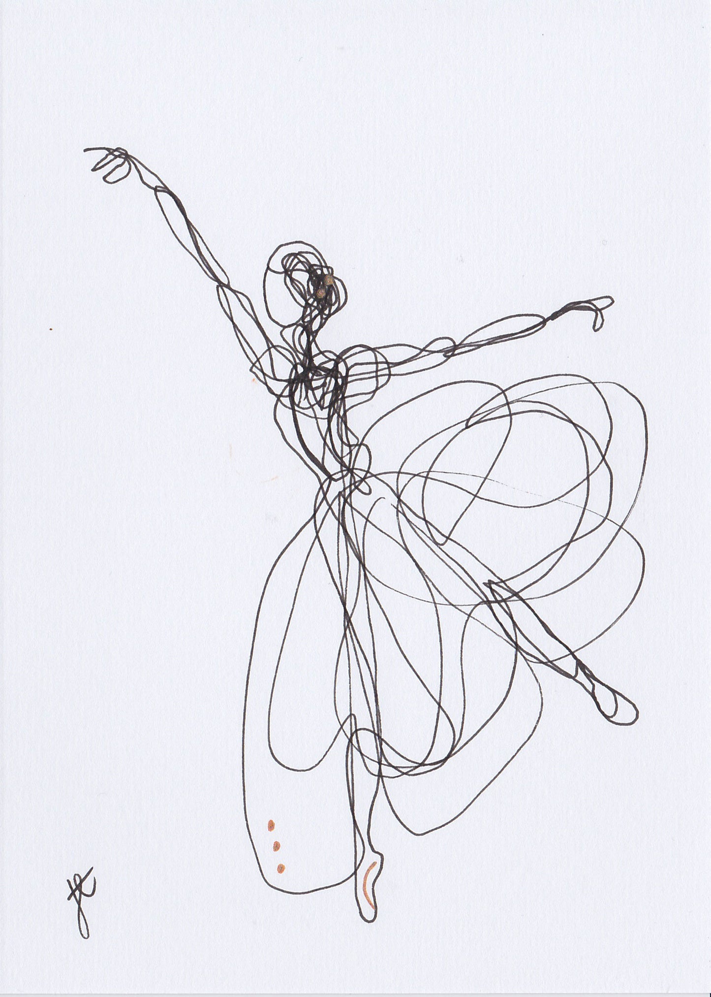 line drawing of ballerina in romantic tutu