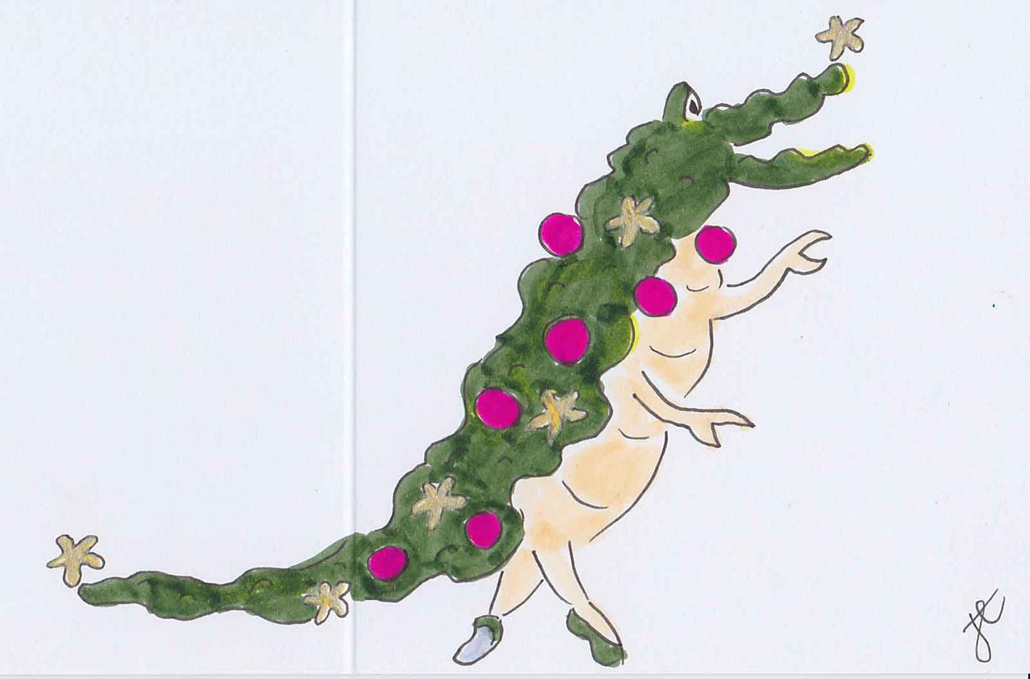 Festive croc – decorated ballerina crocodile card