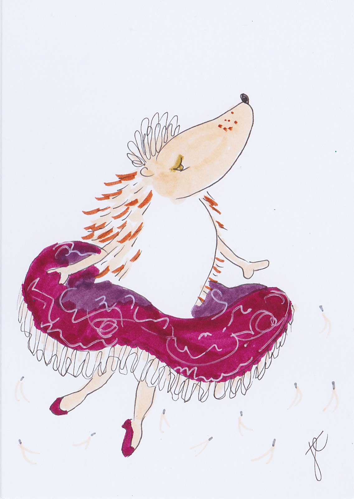 Ballettoons Hedgie drawn in russula mushroom tutu