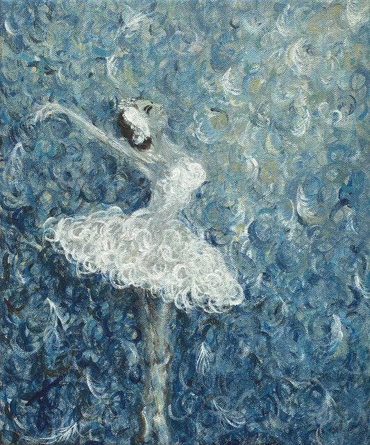 Le cygne: feathered ballerina painting