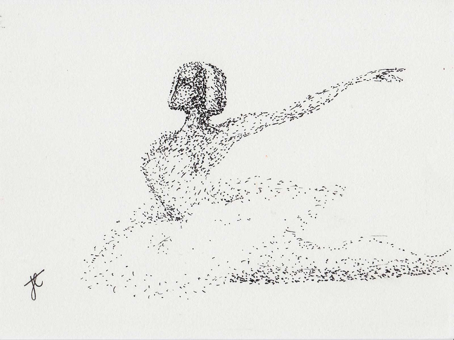 Dotted drawing of ballerina swan