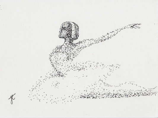 Dotted drawing of ballerina swan