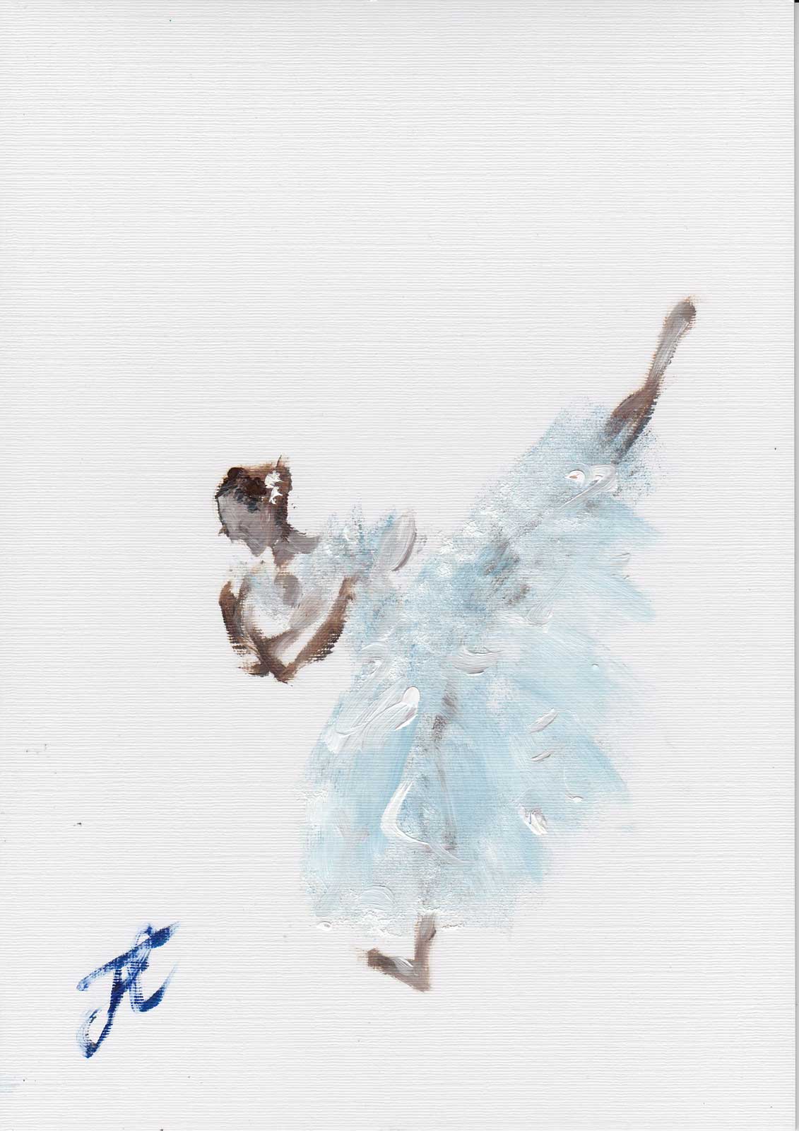 Paint sketch of ballerina in romantic tutu and penché arabesque pose