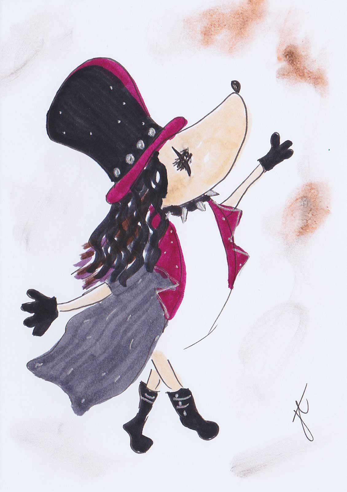 Hedgio the Goth: illustrated Ballettoons Halloween card