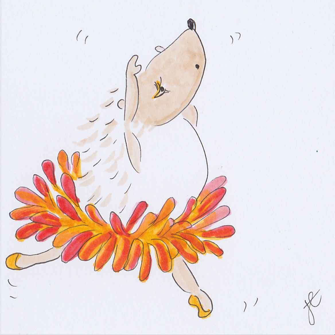 Ballettoons Hedgie in calendula flower tutu
