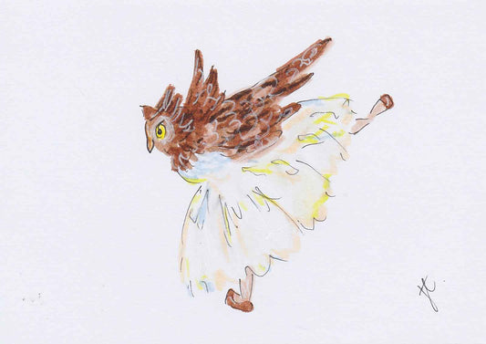 Olga Twirl – festive card with Giselle owl ballerina illustration