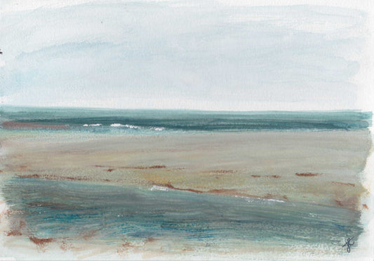 Seascapa painting study of river mouth and beach