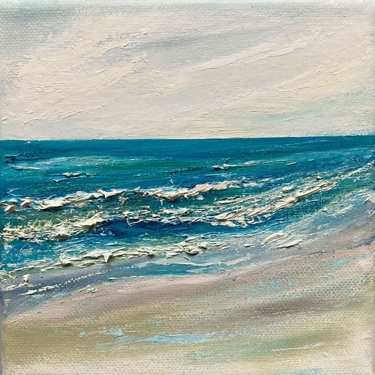 semi abstract textured seascape oil painting