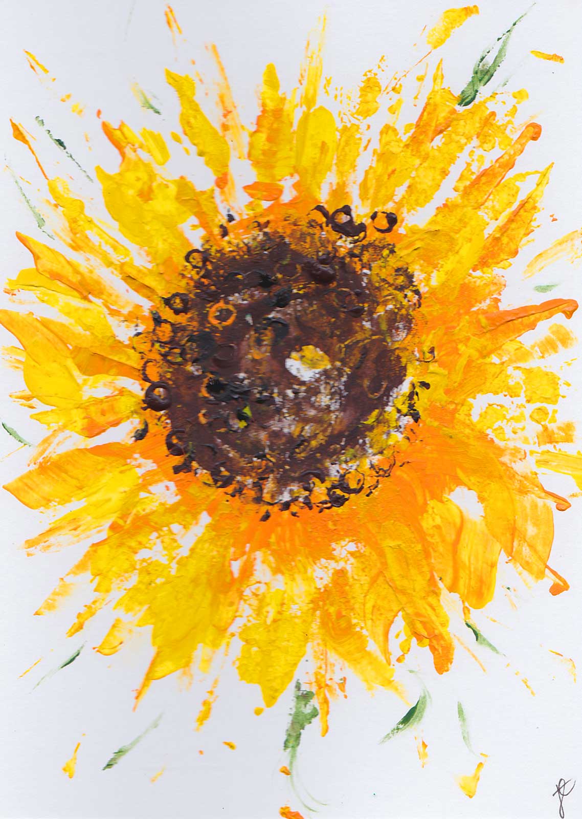 Artistic depiction of a sunflower on a white background