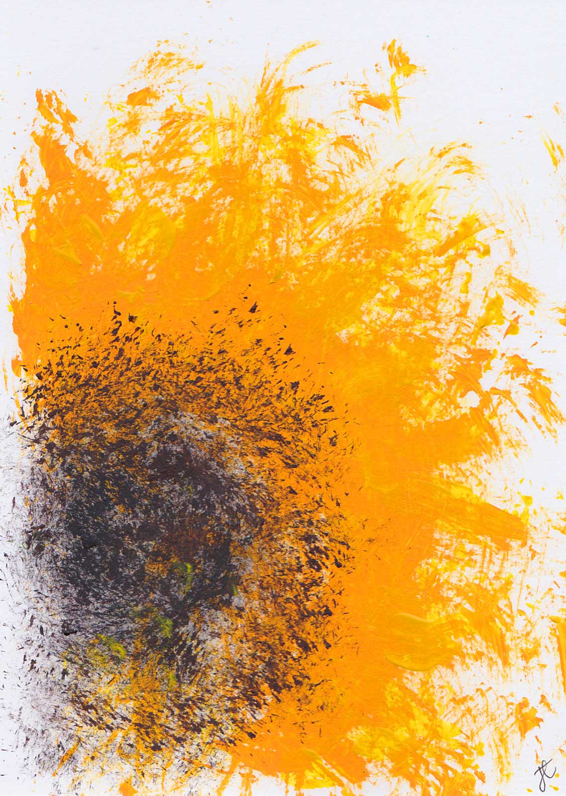 Original art greetings card with sunflower painting