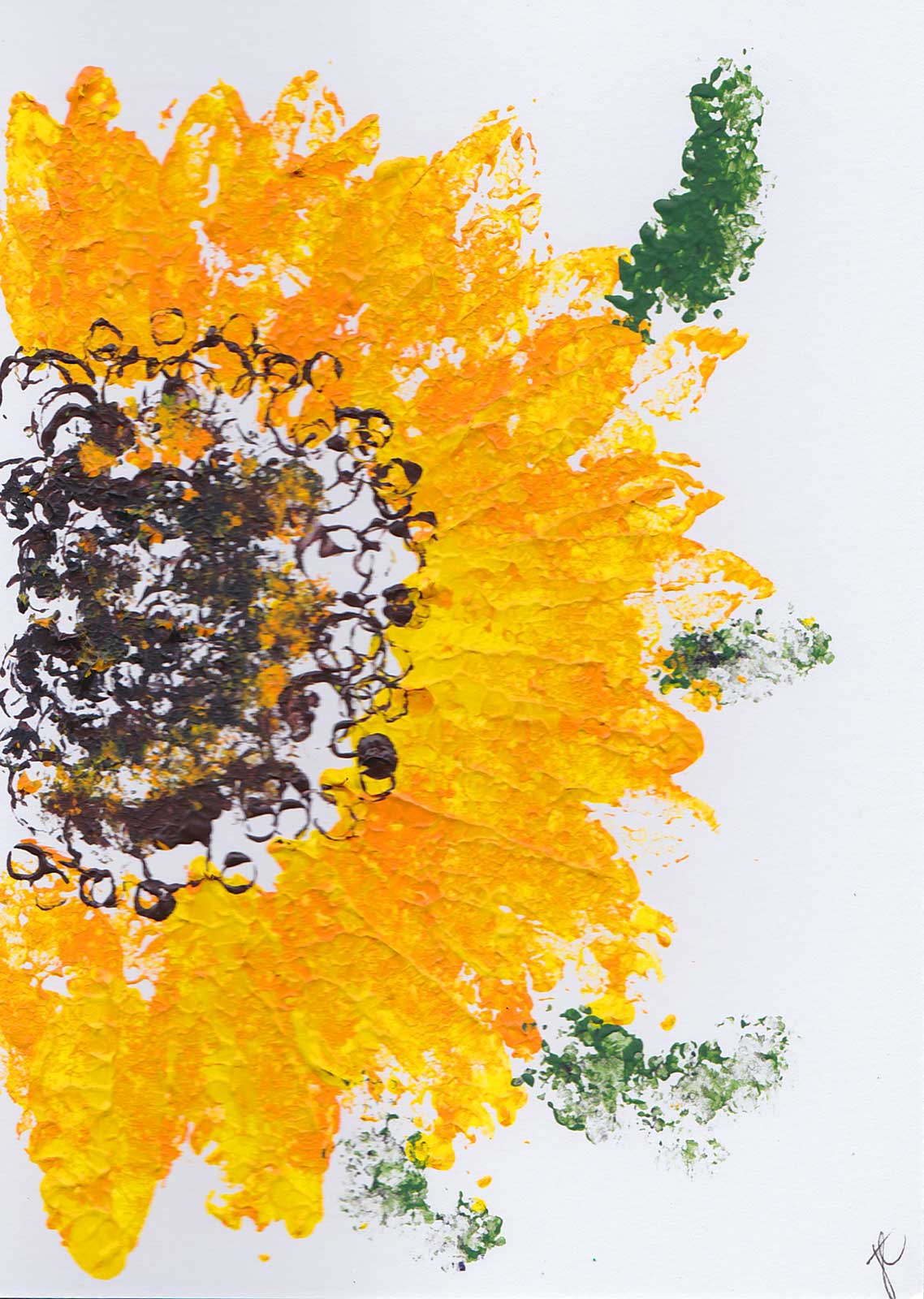 Greetings card with bold hand-painted sunflower