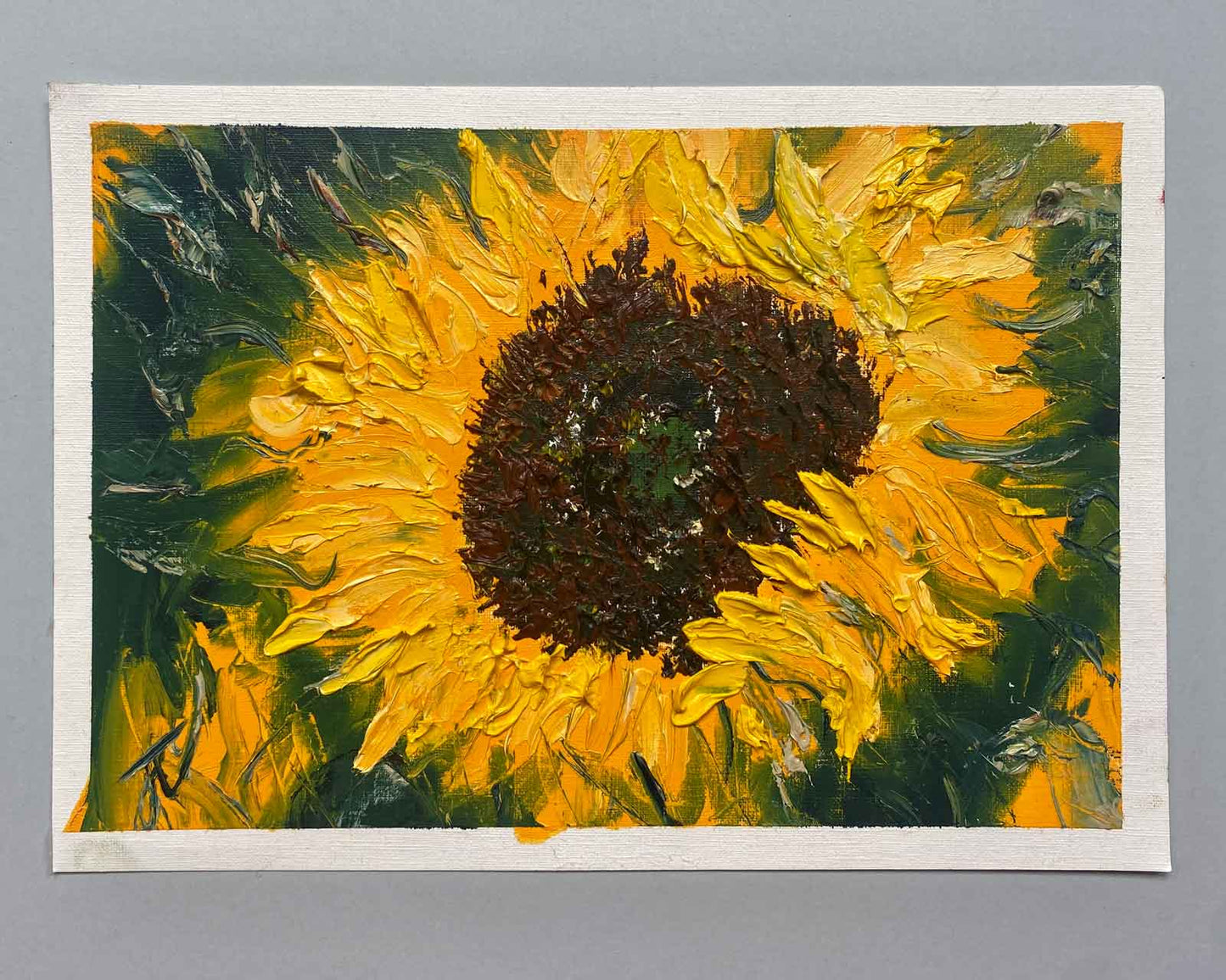 Textured sunflower painting