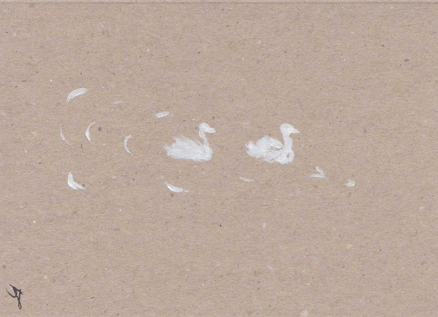 Swans a-swimming silhouette greetings card