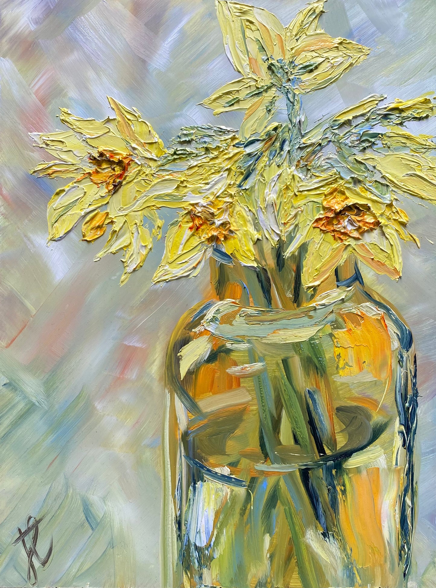 still life of daffidils in vase