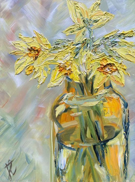 still life of daffidils in vase