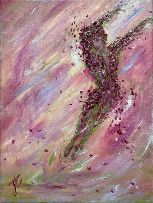 Oil painting of leaping Spectre danseur