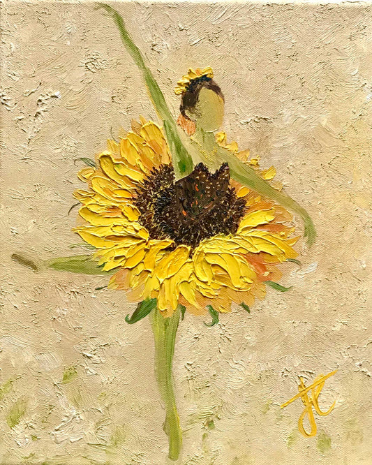 Painting of ballerina in sunflower inspired tutu