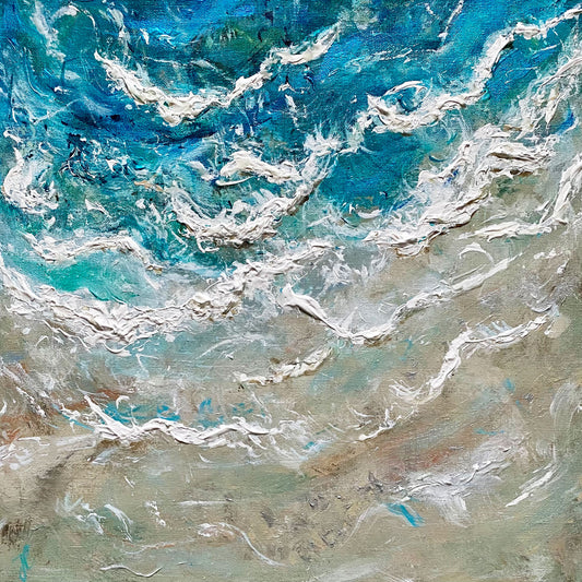 Textured seascape painting aerial view art