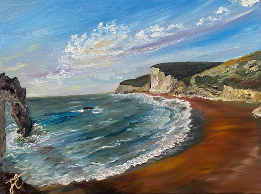 Painting of Durdle Door and beach
