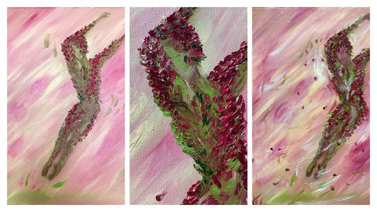 Danseur painting – details from 3 stages of development