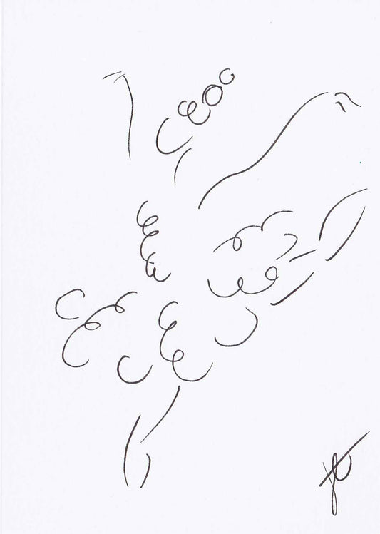Greetings card with stylised sketch of ballerina