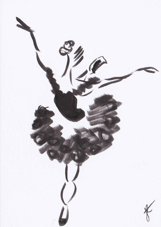 Pen sketch of ballerina poised in attitude