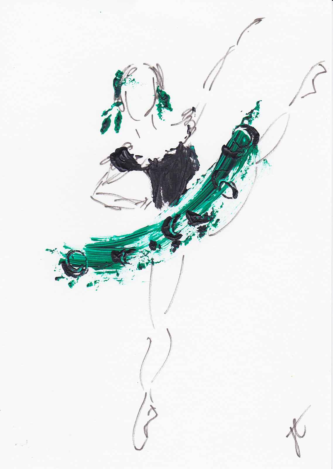 Esmeralda: mixed media ballerina sketch