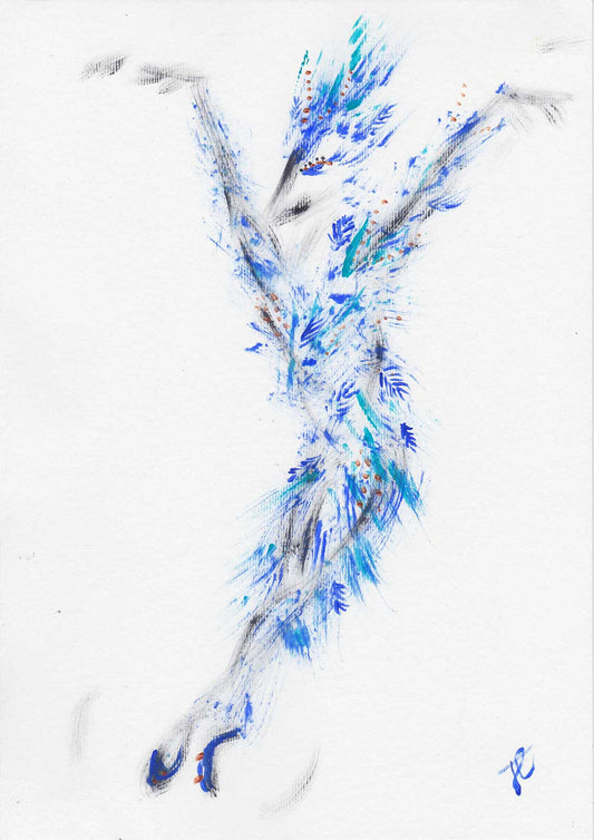 Feathered flight: Bluebird danseur paint sketch