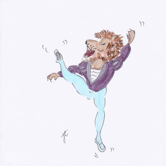 Ballettoons illustration of Dan Seur the lion as Albrecht