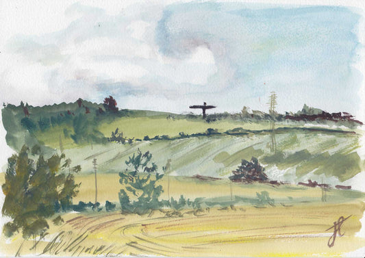 Looking north: landscape watercolour painting