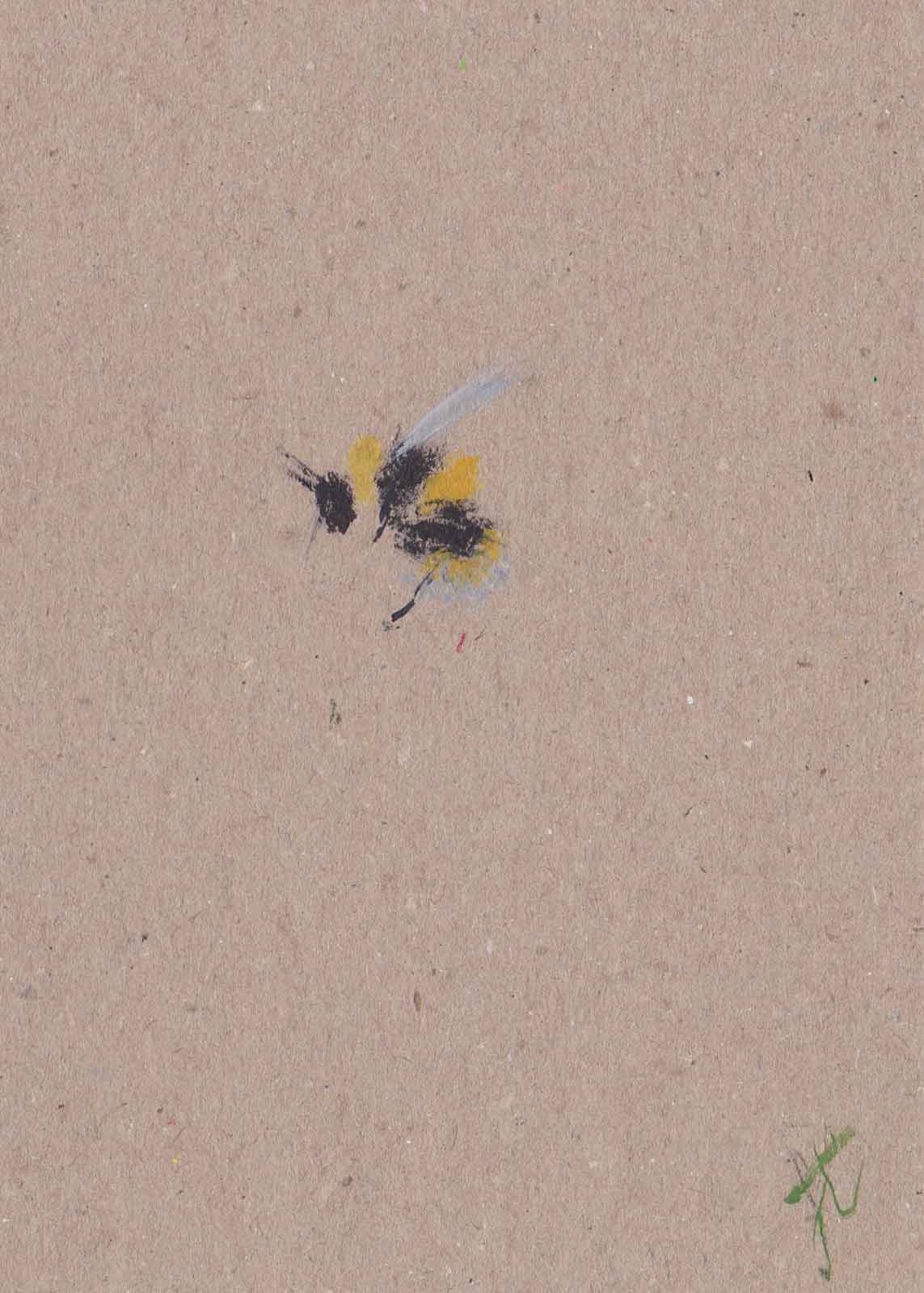 Hand-painted hovering bee note card