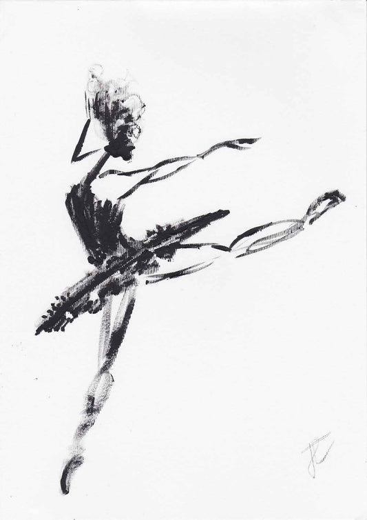 Paint sketch of ballerina in black