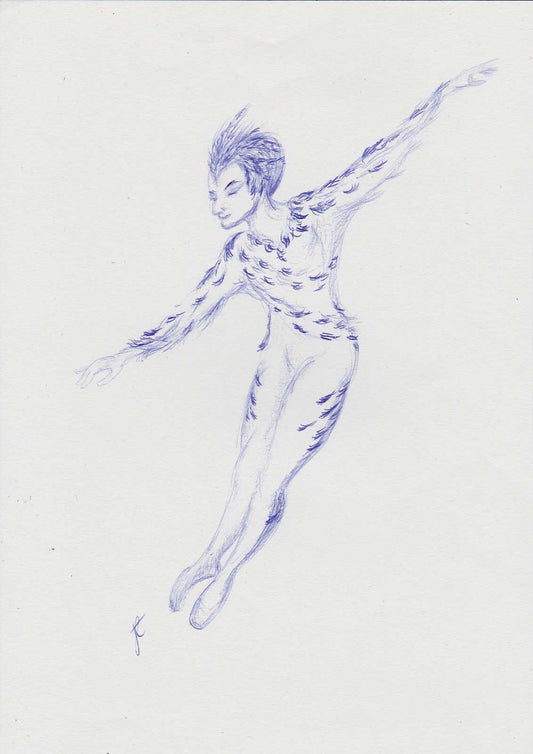 Joy: Bluebird male dancer illustration