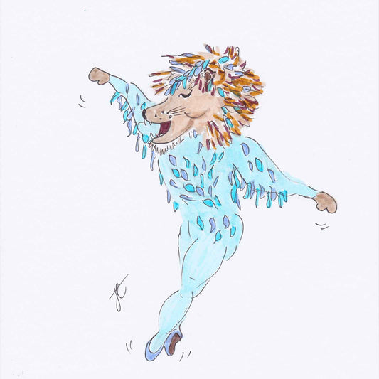 Ballettoons illustration of Dan Seur the lion as the Bluebird