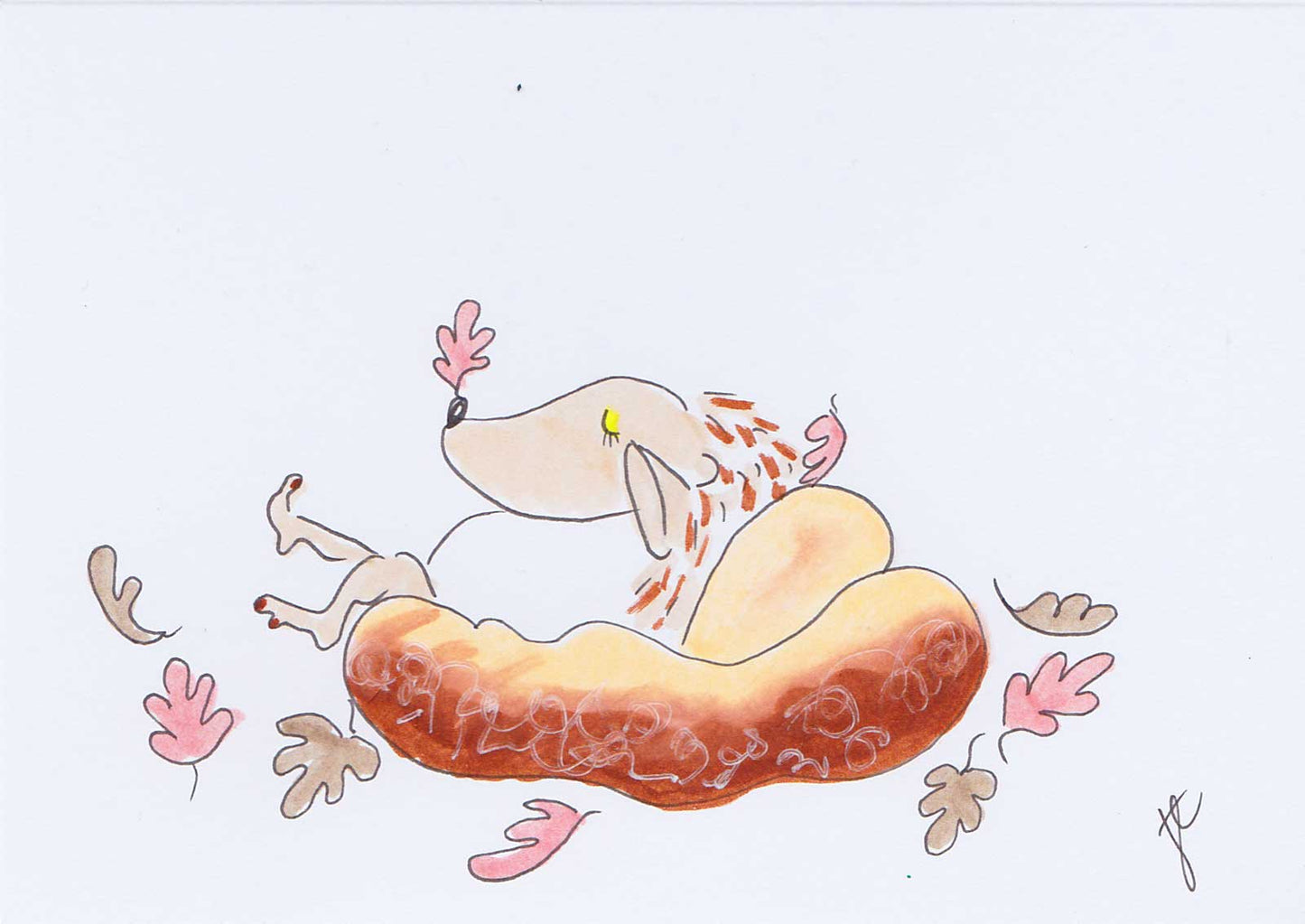 Ballettoons Hedgie drawn reclining in boletus mushroom tutu