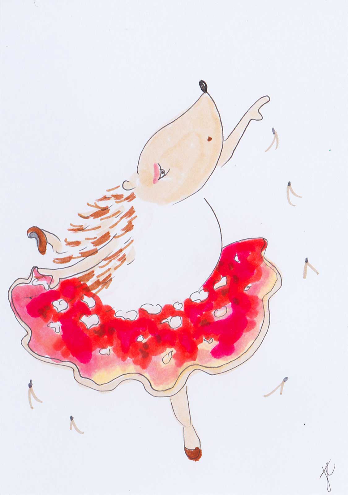 Ballettoons Hedgie drawn in fly agaric mushroom tutu