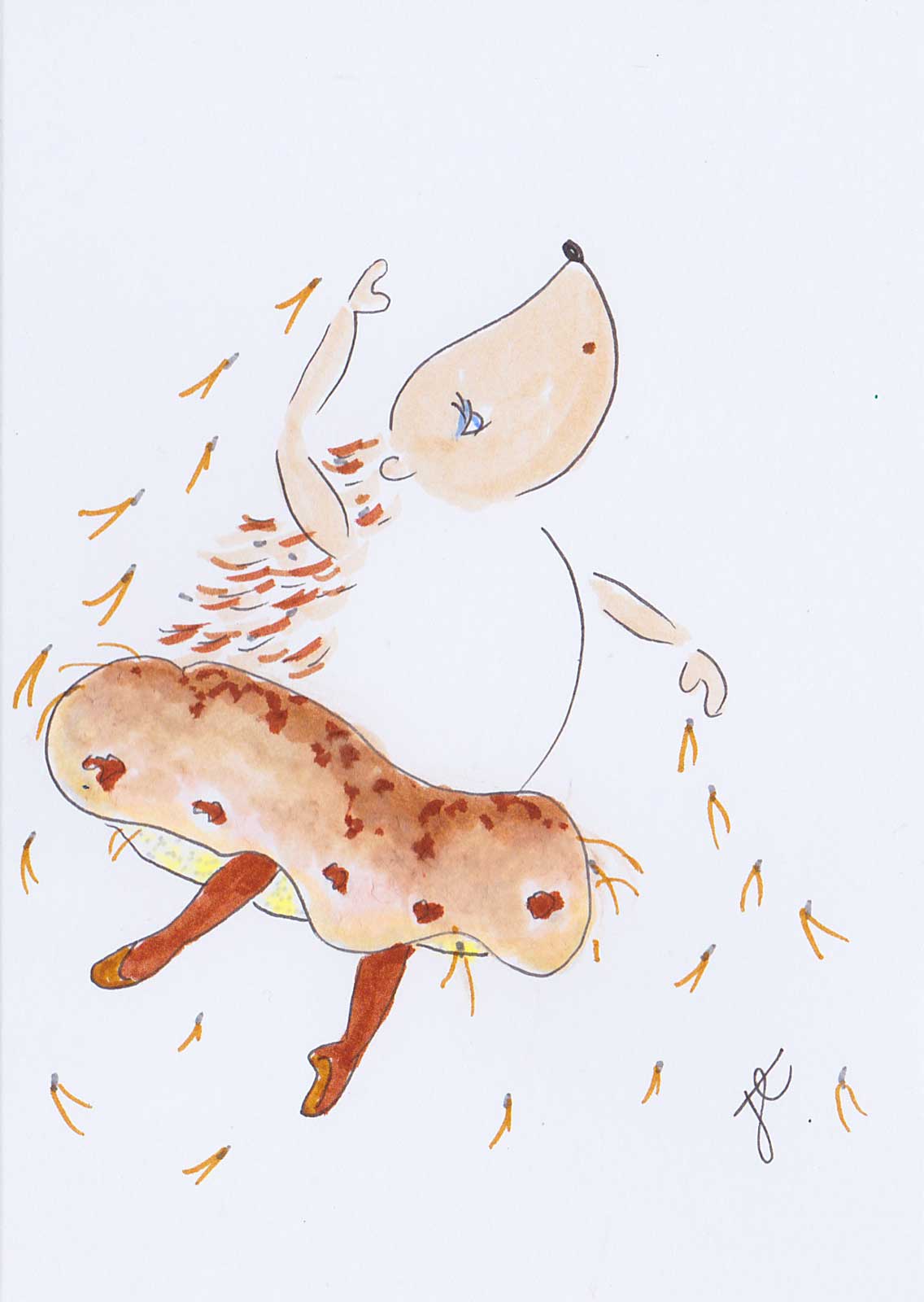 Ballettoons Hedgie drawn in boletus mushroom tutu