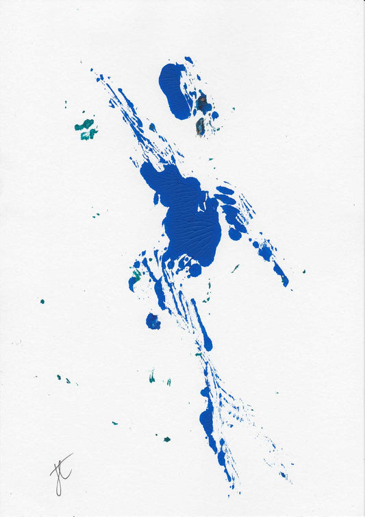 Stylised dancer painting in blue