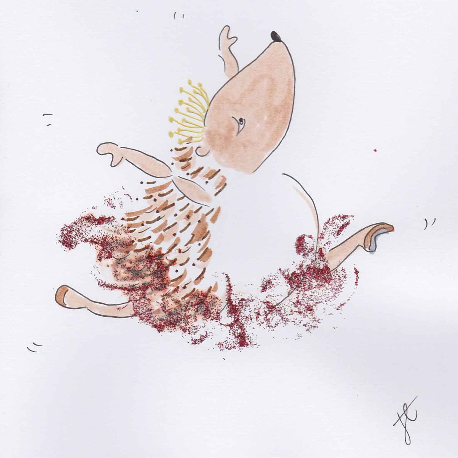 Hedgie Ballettoons with glitter tutu in grand jete pose