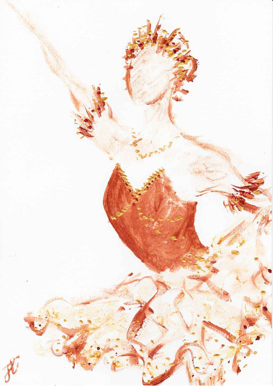 Ballerina painting with bronze and gold colour palette