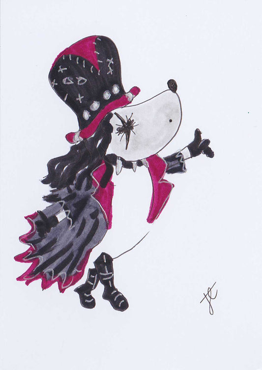 Hedgio the Goth: illustrated Ballettoons Halloween card