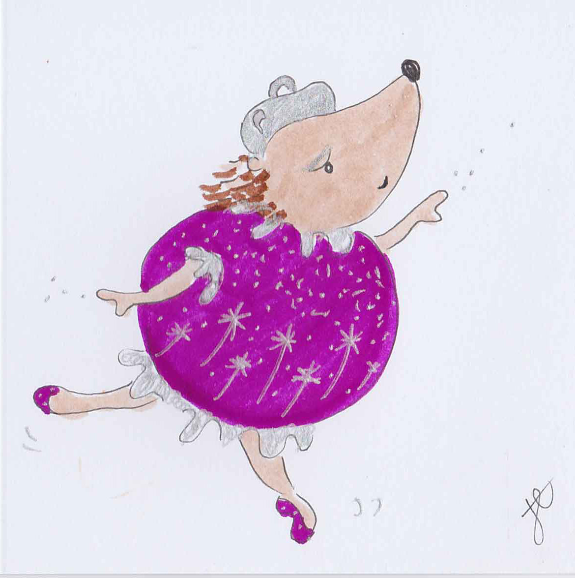 Dancing Hedgie illustration in purple bauble