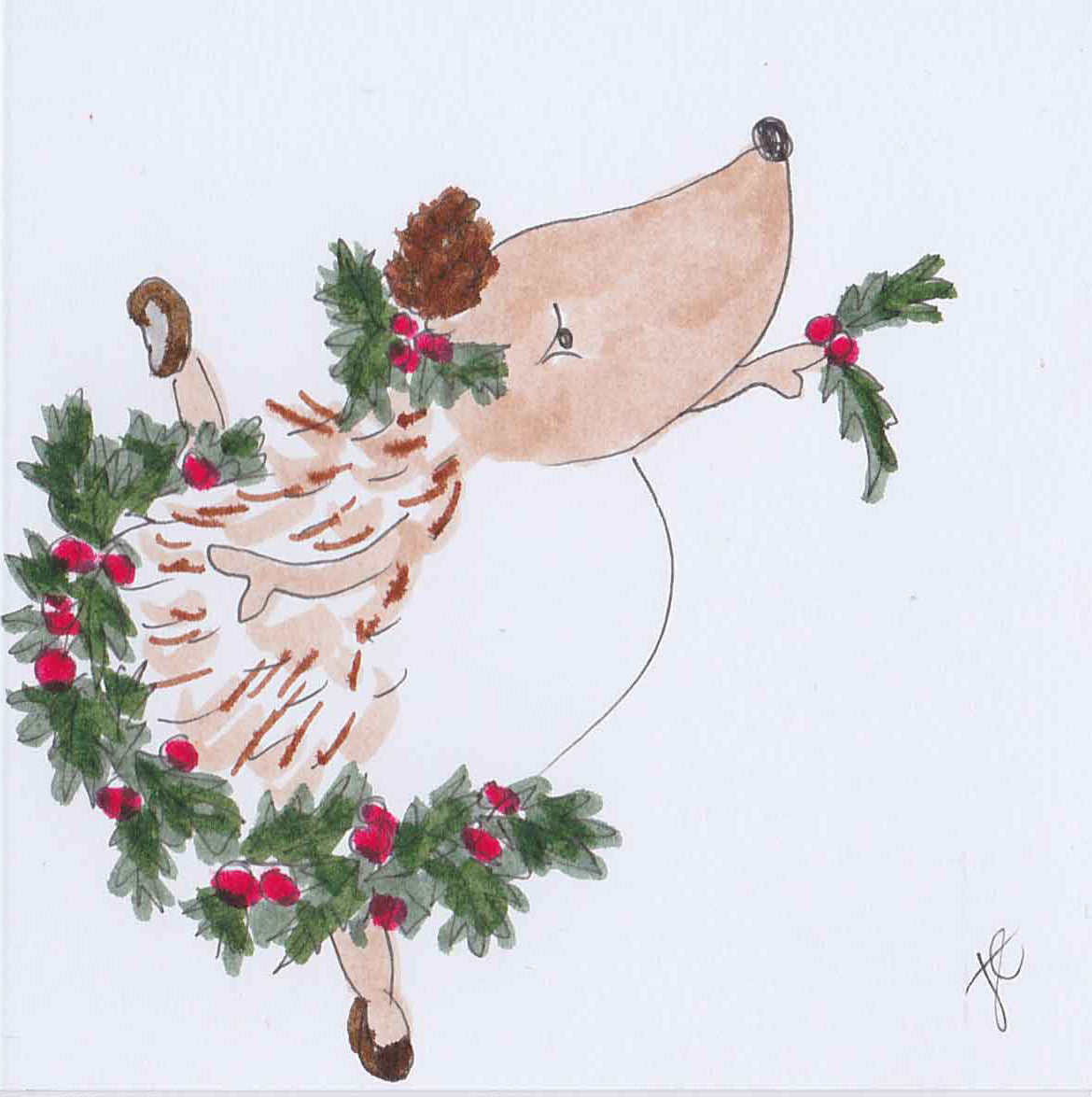 Ballettoons illustration in festive wreath tutu