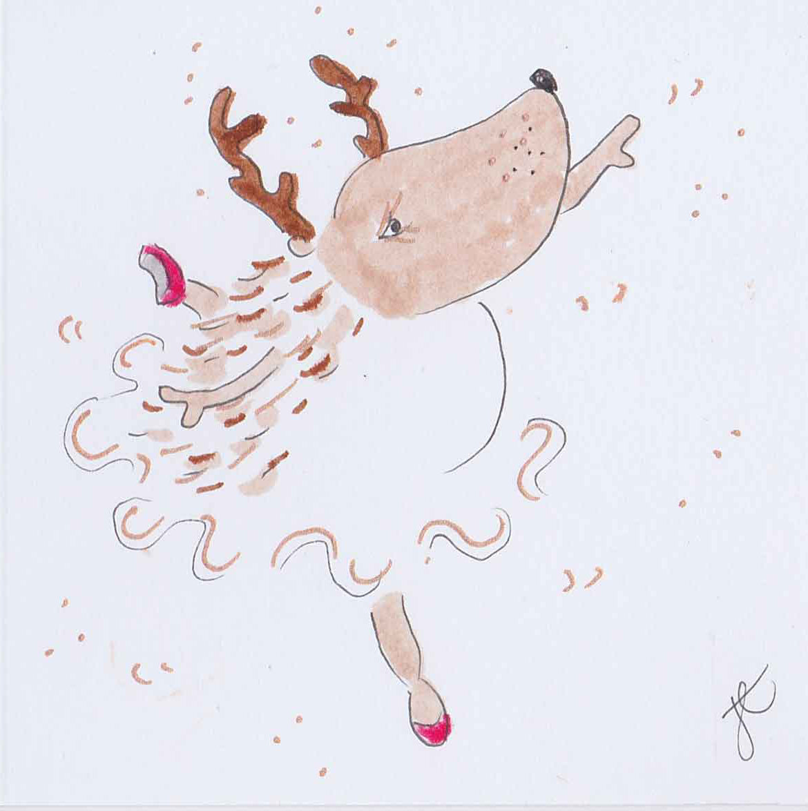 Ballettoons illustration of Hedgie in antlers and ballet tutu