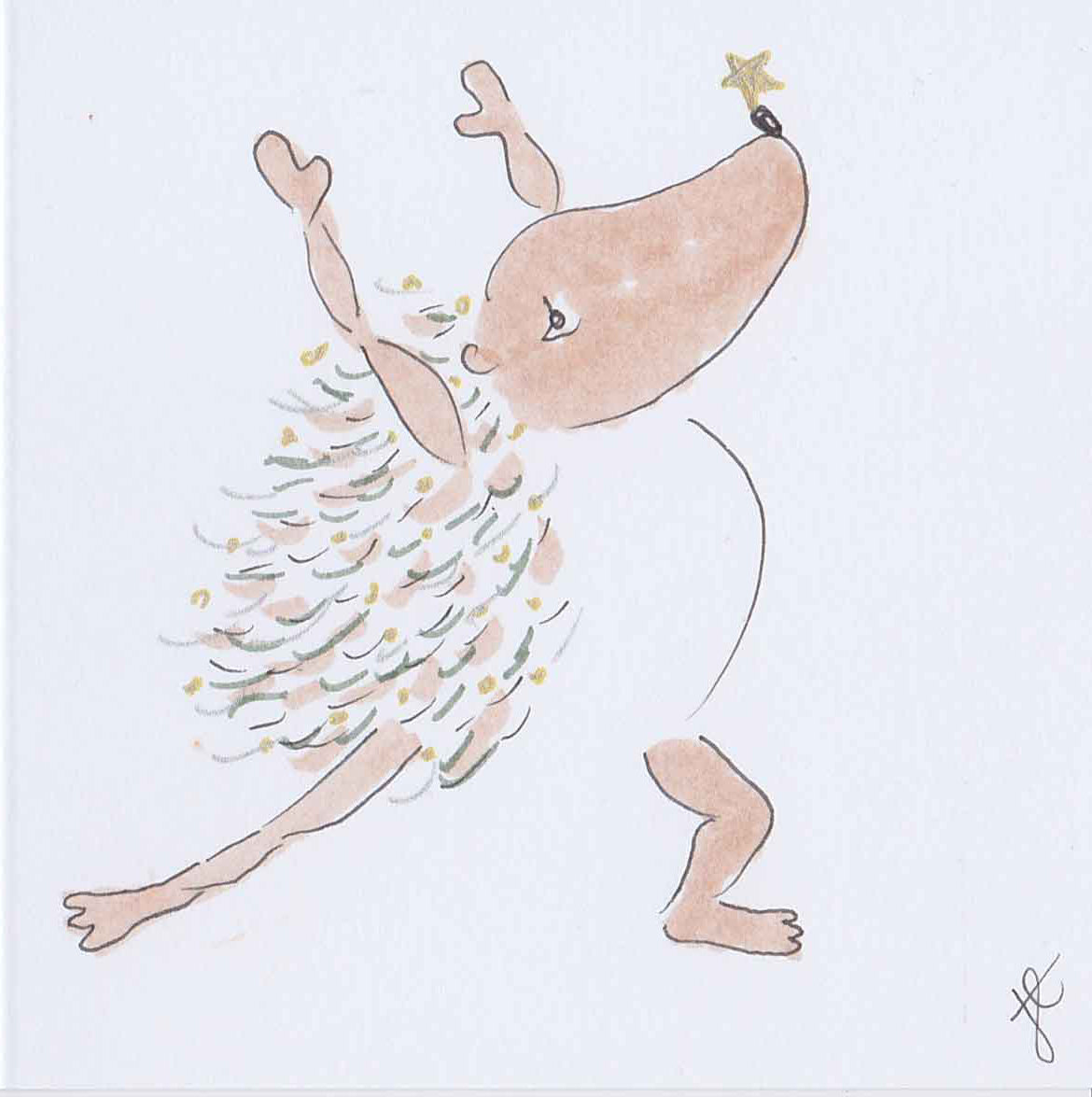 Festive yoga with Hedgie – illustrated Christmas character card