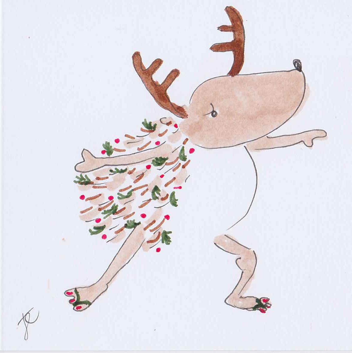 Hedgie illustration in reindeer antlers and yoga warrior pose